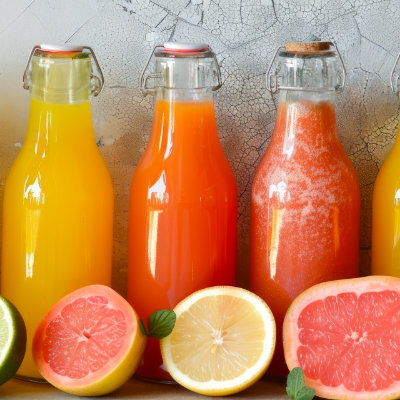 Limonade im Glas mit Früchten